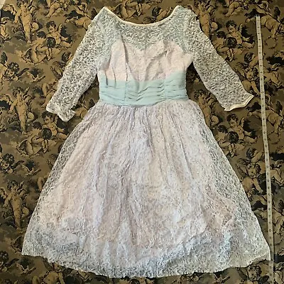 As Is Vintage 50s Purple Floral Lace Prom Dress • $39.99