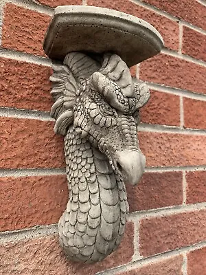 Stone Garden Dragon Sconce Candle Shelf Wall Plaque Hanging Concrete Ornament • £27.20