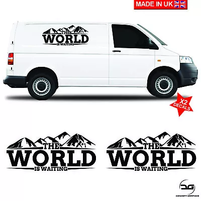 The World Is Waiting Large Camper Van Side Sticker Vinyl Decals Motorhome T5 T4  • £29.99