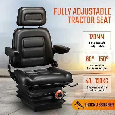 Suspension Tractor Seat Excavator Forklift Truck Backrest Chair PU Leather Seat • $315.95