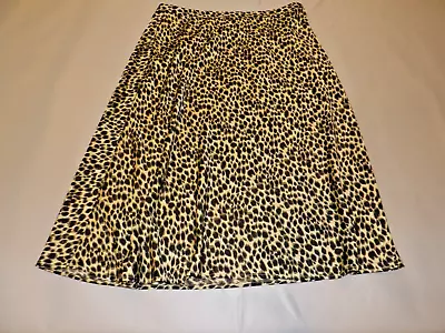 J. Crew Skirt A Line Midi Large L Cheetah Leopard Animal Print Elastic Waist Sat • $27.98