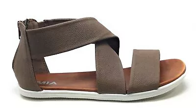 MIA Shoes Womens Sandy Cross Strap Flat Sandals Taupe Leather Size 7.5 M US • $19.99