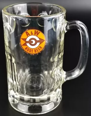 1960's Vintage A&W Root Beer Glass Mug Large Heavy Glass AW Bullseye Arrow Logo • £19.25