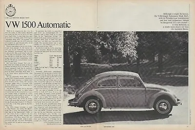 1968 VW Beetle Vintage Magazine Road Test Article Ad 1500 Automatic Bug 68 • $4