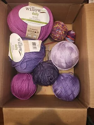 Mixed Yarn Lot In Purple DK To Size 4 Yarns • $14.99