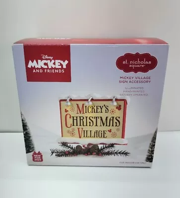 St Nicholas Square Mickeys Christmas Village LED Sign Accessory Disney New • $50.30