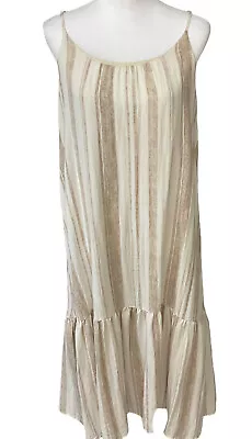 Anthropologie Moon River Beige Cream Sleeveless Midi Lined Summer Dress M R2 • $34.99