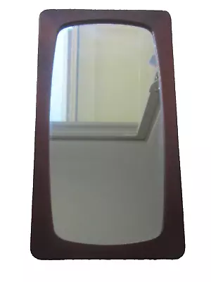 Mid Century Vintage Danish Modern Mirror Wall Hanging 14 X27 Solid Teak Abstract • $389.95