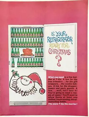 1963 7-Up Soda Holiday Print Ad Is Your Refrigerator Ready For Christmas • $9.85