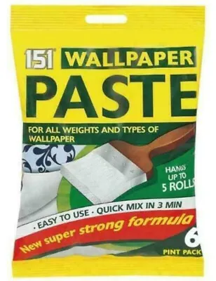 Wallpaper Glue Paste 5 Rolls 6 Pint For All Types Paper Super Strong Formula • £3.25