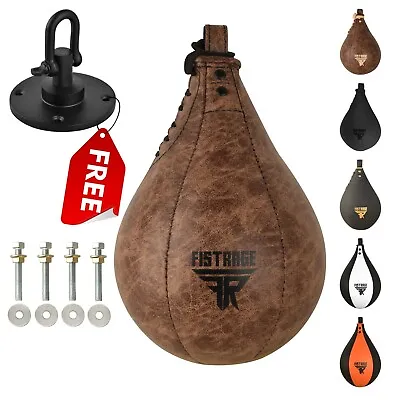 FISTRAGE Speed Ball Boxing Leather MMA Muay Thai Training Punching Bag Swivel • $26.99