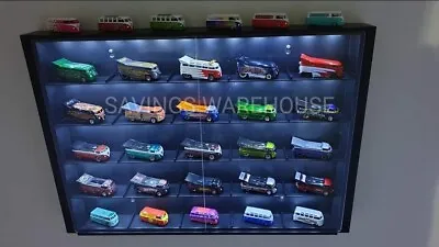 LED Display Case For Hot Wheels 1:64 Scale 24 Diecast Toy Cars Wall Cabinet • $139.99