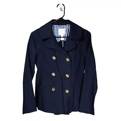 J. Crew Women's Blazer Navy Blue Gold Button Double Breasted Lined Suit Jacket 0 • $34.99