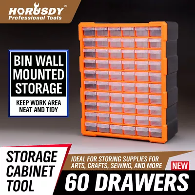 $43.99 • Buy 60-300 Drawers Storage Cabinet Tool Box Parts Organiser Bin Chest With Divider