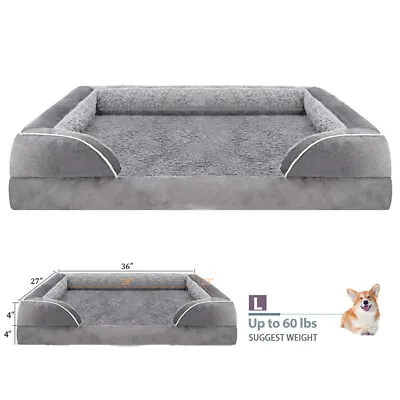 Large Dog Bed Orthopedic Foam 3+1/2Side Bolster Pet Sofa 36x27w/ Removable Cover • $25.99