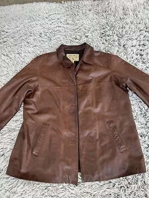 Eddie Bauer Jacket Mens Size XL Brown Leather Vintage • $39.99