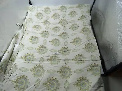 Pottery Barn Queen Flat Sheet Green Blue Medallion Bedding Fabric Sew Quilt Vtg • $19.99