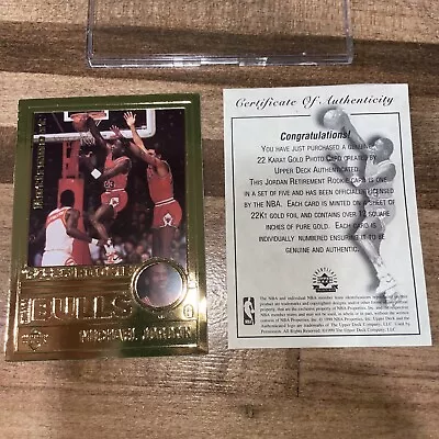 1999 Upper Deck Authenticated Michael Jordan Retirement 22K Gold /9923 Rookie • $30