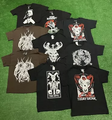 Lot Of 9 NEW T Shirts Black Craft Riddick Art Goth Emo Horror Grunge Size Large • $100