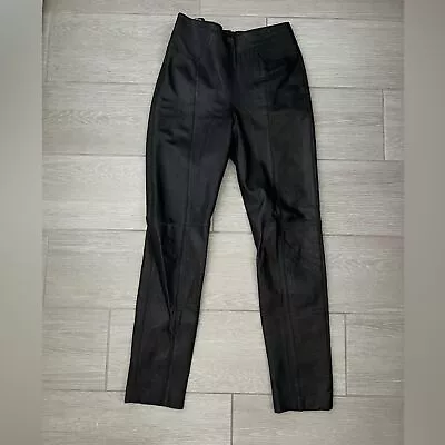 Vintage Michael Hoban North Beach Soft Leather Black Pants Size 6 • $100
