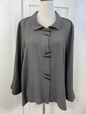 Habitat Clothes To Live In Top Women's Cardigan Top Sz XL Gray Crinkle • $29