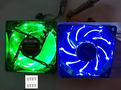 LOT 2: Enermax 80mm X 25mm Green/Blue LED Smart Case Fan 3pin + Thermal Control • $21