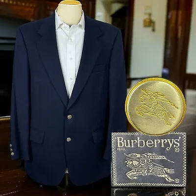 Burberry's Vintage Blazer Mens 42R Navy Blue Gold Buttons Wool • $62.10