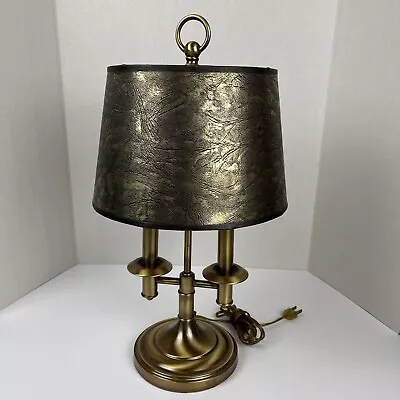 Vintage Brass Bouillotte Candlestick Table Lamp Light W/ Diffuser Leviton (M60) • $80