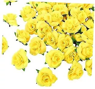  50pcs Roses Buds Artificial Flowers Bulk 1.6 Inch Small Silk Fake Yellow • $18.97