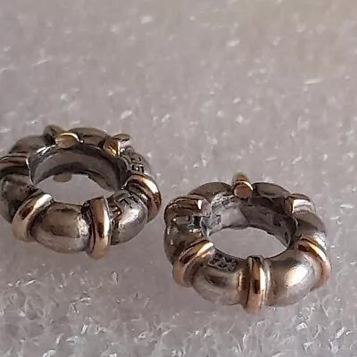 $83 • Buy 2 X Pandora Retired Seattle Flow Two Tone Silver &14k Gold Spacer 790266