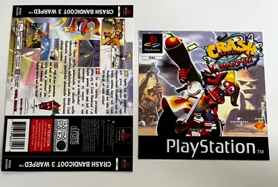 Crash Bandicoot 3 Warped PlayStation PS1 Replacement Inlay Covers Front Back • £5.99