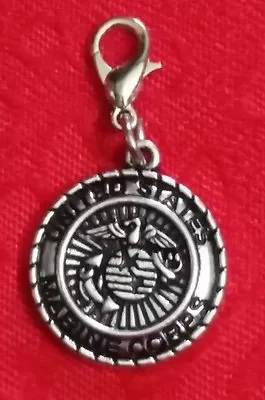 Marines Antique Silver Charm - Necklace  Bracelet  Military  Mom  Wife - Corps • $3.09