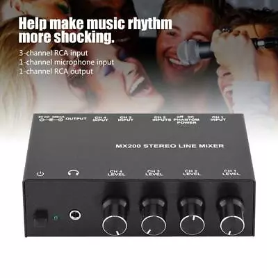 Mini Karaoke Mixer 3 RCA Input & 1 RCA Output Stereo Sound DJ Mixer Amplifier • £40.63