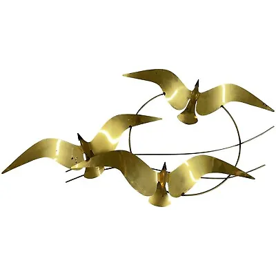 Curtis Jere Mid Century Modernist Brass Wall Sculpture Of Birds Or Gulls • $1500