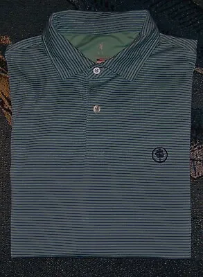 F&G TECH Polyester Spandex Polo Button Shirt LOBLOLLY GOLF CLUB XL Blue Striped • $19.99