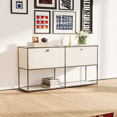 Modern Storage Cabinet Shelf Organizer Metal Sideboard Bookcase For Living Room • £584.10