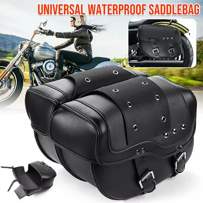 Motorcycle Bike Luggage Saddle Bag Storage Side Tool Bag PU Leather Universal  • $81.38