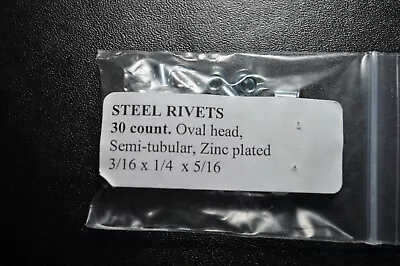 30 Each-3/16 X 1/4  SEMI-TUBULAR STEELI TONKA RIVETS  COMPARE & SAVE!! BEST BUY! • $6.98