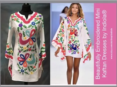 BNWT MEXICAN EMBROIDERED 100% Cotton KAFTAN  PACHAMAMA DRESS S M L XL XXL  • £79.99