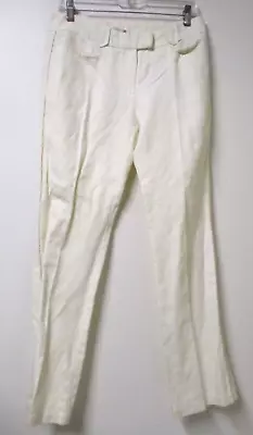 VANESSA BRUNO Off White Cotton  Linen Gold Metallic Side Piping Pants Eu 40 • $12.50