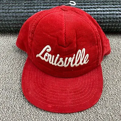 Louisville Cardinals Hat Corduroy Strapback Cap Red University Jersey Jacket VTG • $48.99