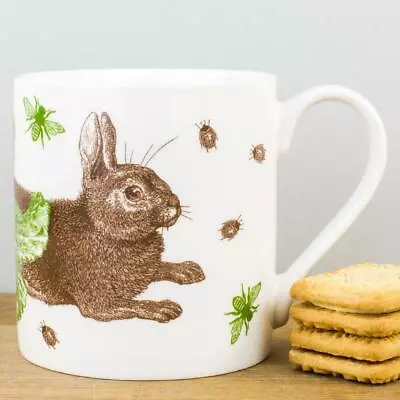 Rabbit And Cabbage Mug Thornback And Peel McLaggan Bone China 350ml Coffee Cup • £16.50