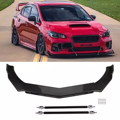 For Subaru WRX STI 12-17 Carbon Fiber Front Bumper Lip Spoiler + Strut Rods Set • $59.95