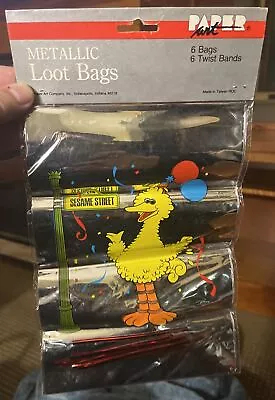 Sesame Street Big Bird Metallic Loot Bag Vintage NOS Sealed 80s Muppets PaperArt • £9.64