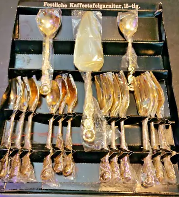 Vintage Rostfrei Marked Golden Color Cake Server & Flatware Set For 3 • $67.86