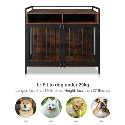 $124.90 • Buy Wooden XL Dog Crate Furniture 38  Heavy Duty Dog Kennel With 2 Shelves End Table