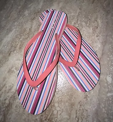 Vera Bradley Flip Flops Pink  Bohemian Stripe Size Large (9/10) • $8