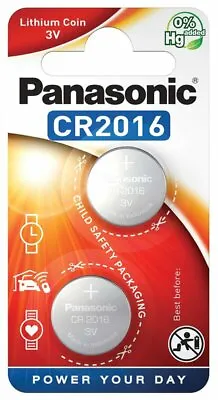 2 X Panasonic CR2016 3V Lithium Battery Car Key Fob Coin Cell EXP Jan 2033 • £2.69