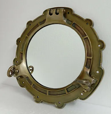 Porthole Mirror Large Antique Brass Metal Nautical Wall Mirror BathroomAluminum • £144