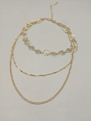 Layered Necklace Gold Rose Roses Ball Delicate Pretty Jewellery R5J • $4.03